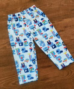 Unisex Daily Wear Pant - White with Blue Boat and Fish - DPT1