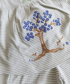 Alternative view of Top and Pants -  Light Green and White Strip With Blue Tree - GTHS1-30% off