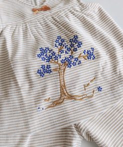 Alternative view of Top and Pants - Light Peach and White Strip With Blue Tree - GTHS1-30% off