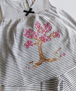 Alternative view of Top and Pants - Grey and White Strip With Pink Tree - GTHS1-30 % off