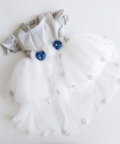 Girls Frock - Silver with White - FRK