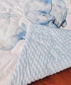 Muslin Baby Quilt - Blue Whale - BL1 - Image 2