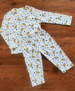 Full Sleeve Pajama Set - White with Tiger Head - PJ1