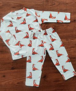 Full Sleeve Pajama Set - Off White with Fox - PJ1
