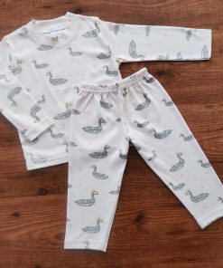 Full Sleeve Pajama Set - Baby Pink with Duck - PJ1