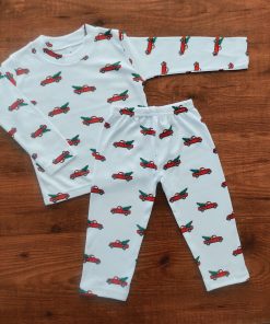Full Sleeve Pajama Set - White with Red Jeep - PJ1