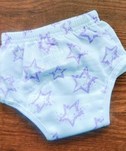 Padded underwear - organic cotton - White with Purple Star - PU1