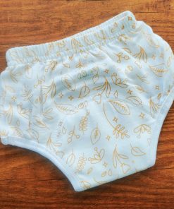 Padded underwear - Organic Cotton - White with Brown Leaf - PU1