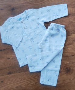 Pajama Set-Organic Muslin cotton - FIPJ - Light Ash with Floral