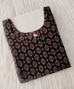 Daily Wear Maternity/ Feeding Dress - DMFK - Black with Red Triangle Print