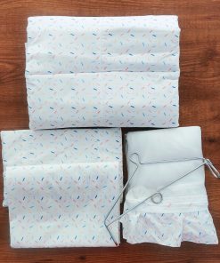 Cotton Cradle with Net, Bed, Pillow and Hanger – Pack of 5 - White with Colour Lines