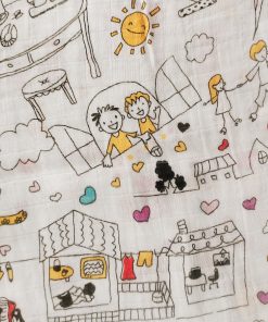 Bamboo Cotton Swaddle - Children and House - SW1 - Image 2