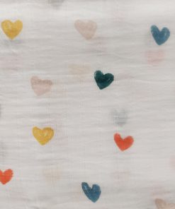 Bamboo Cotton Swaddle - White with Color Full Heart - SW1 - Image 2