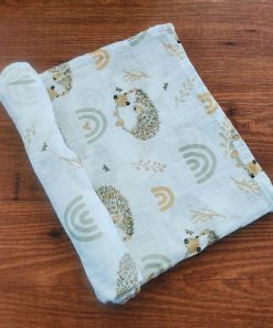 Bamboo Cotton Swaddle - Brown Porcupine and Rainbow - SW1