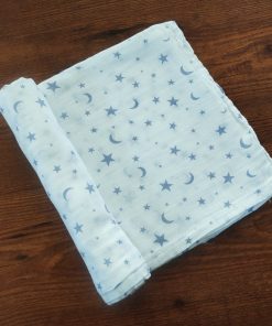 Bamboo Cotton Swaddle - Blue Star and Moon - SW1