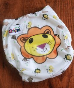 Alternative view of Reusable Fabric Diaper/Cloth Diaper - White With Yellow Lion - CDP1