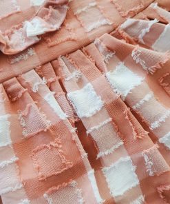 Alternative view of Girls Casual Frock - Peach and White Check - FRK