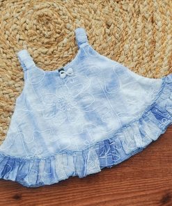 Alternative view of Premium Top and Shorts - GTSH - Light Blue and White Top and Dark Blue Denim Shorts