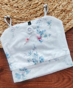 Girls Crop Top - GT1 - White with Floral