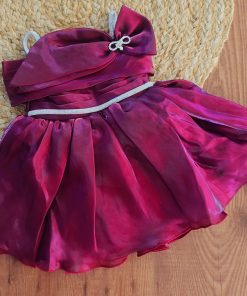 Girls Casual Frock  - Glass Organza Dark Pink Froke - FRK