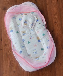 Foldable Muslin Bedding Set - Pink with My Friend Teddy - BS1