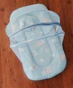 Foldable Muslin Bedding Set - Blue with Baby Dino and White Star - BS1 - Image 2