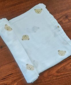 Bamboo Cotton Swaddle - Brown Bear Head - SW1
