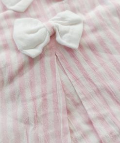Girls Casual Frock - Pink and White Strip - FRK - Image 2