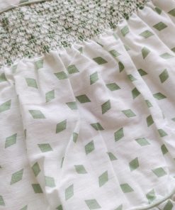 Alternative view of Girls Frock - White with Green Rhombus Shape - FRK1