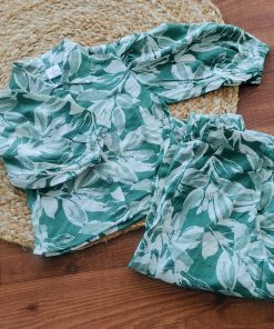 Premium Top and Pant -  Green and White Leaf Print - GTP1