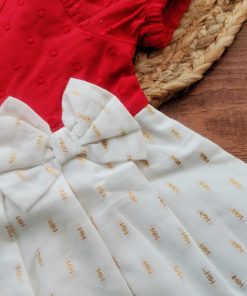 Alternative view of Cotton Kasavu Frock - Red - EFRK
