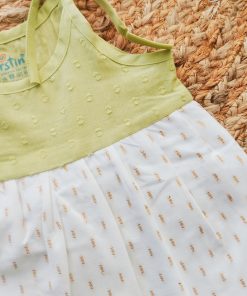 Alternative view of Cotton Kasavu Shoulder Knot Frock - Light Green - EFRK