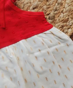 Alternative view of Cotton Kasavu Shoulder Knot Frock - Red - EFRK
