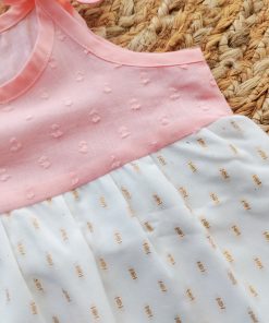 Alternative view of Cotton Kasavu Shoulder Knot Frock - Light Pink - EFRK
