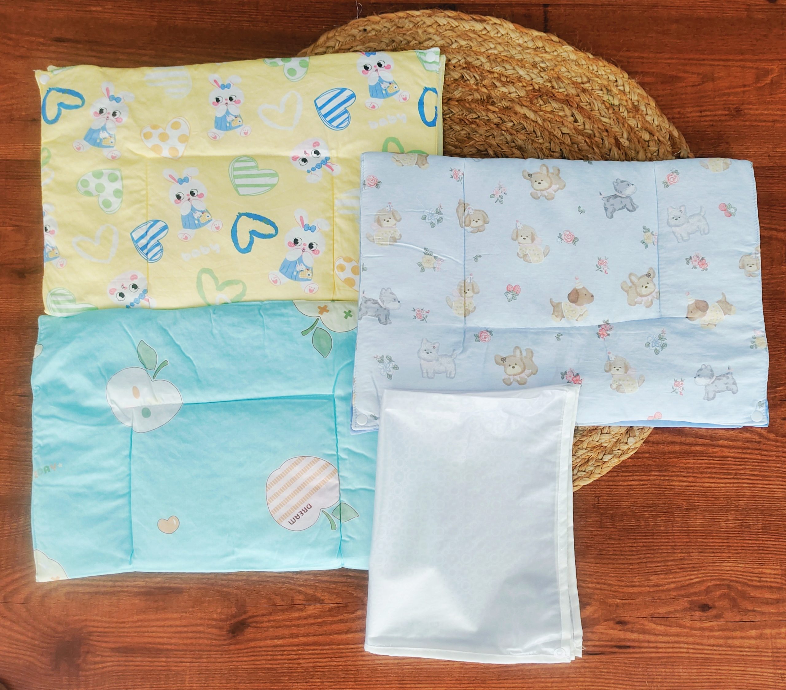 Diaper Changing Sheet - Combo Pack of 3 - Light Blue Apple + Yellow ...