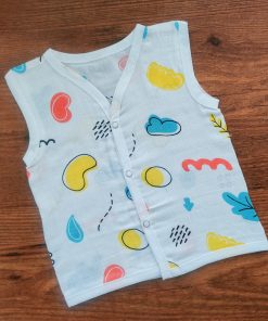 Jhabla Sleeveless - Organic Muslin Cotton - Shape and Leaf - MJH1