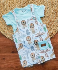 Boys Romper - Light Green with Animal Print - BRP