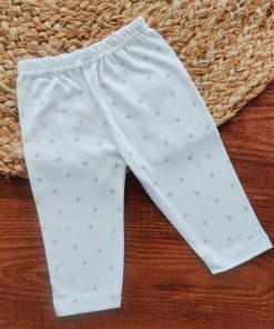 Unisex Daily Wear Pant - Off White with Small Green Leaf - DPT1