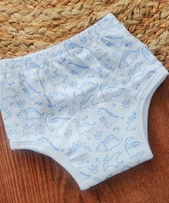 Padded underwear - Organic Cotton - White with Blue Dino - PU1