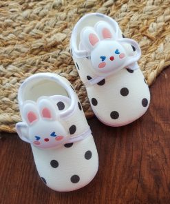 Booties - Cream with Coffee Brown Dot and Rabbit - BTS1