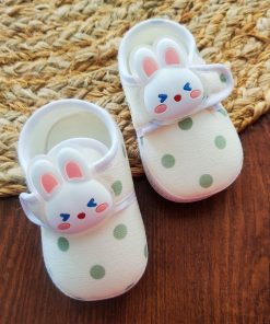 Booties - Cream with Green Dot and Rabbit - BTS1