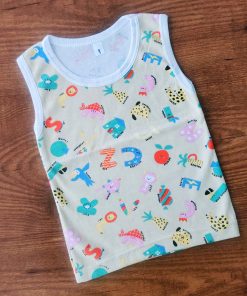 Vest Sleeveless - Beige with Alphabet Theme - VT1