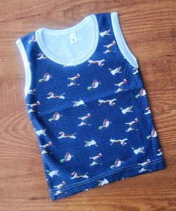 Vest Sleeveless - Dark Blue with Dog and Duck - VT1