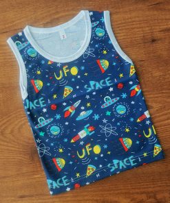 Vest Sleeveless - Navy Blue with Space Ship - VT1