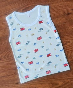 Vest Sleeveless - Cream with Vehicles - VT1