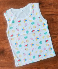 Vest Sleeveless - White with Fruits and Leaf - VT