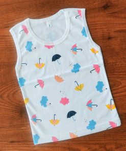 Vest Sleeveless - White with Color Umbrella and Cloud - VT