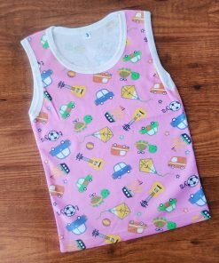 Vest Sleeveless - Pink with Guitar, Cars, Kite - VT