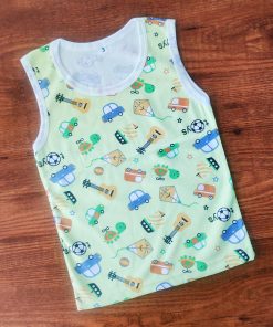 Vest Sleeveless - Light Green with Guitar, Cars, Kite - VT
