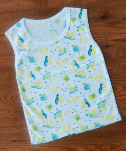 Vest Sleeveless - White with Yellow Duck and Turtle  - VT